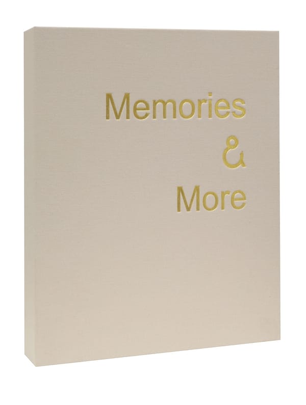 Fotodoos in beige linnen met zwart ringalbum