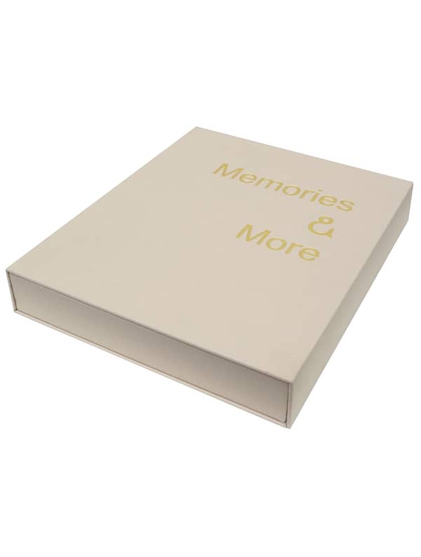 Fotodoos in beige linnen met zwart ringalbum